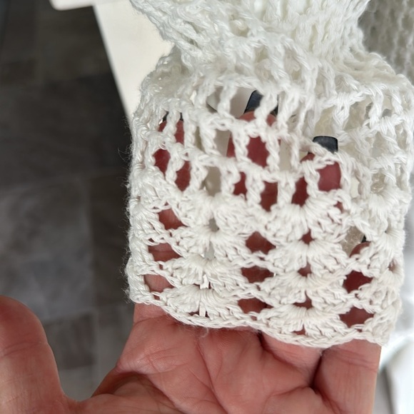 Crocheted Button up cardigan with Roses Down Center, Empire sleeves scal… - Picture 5 of 14